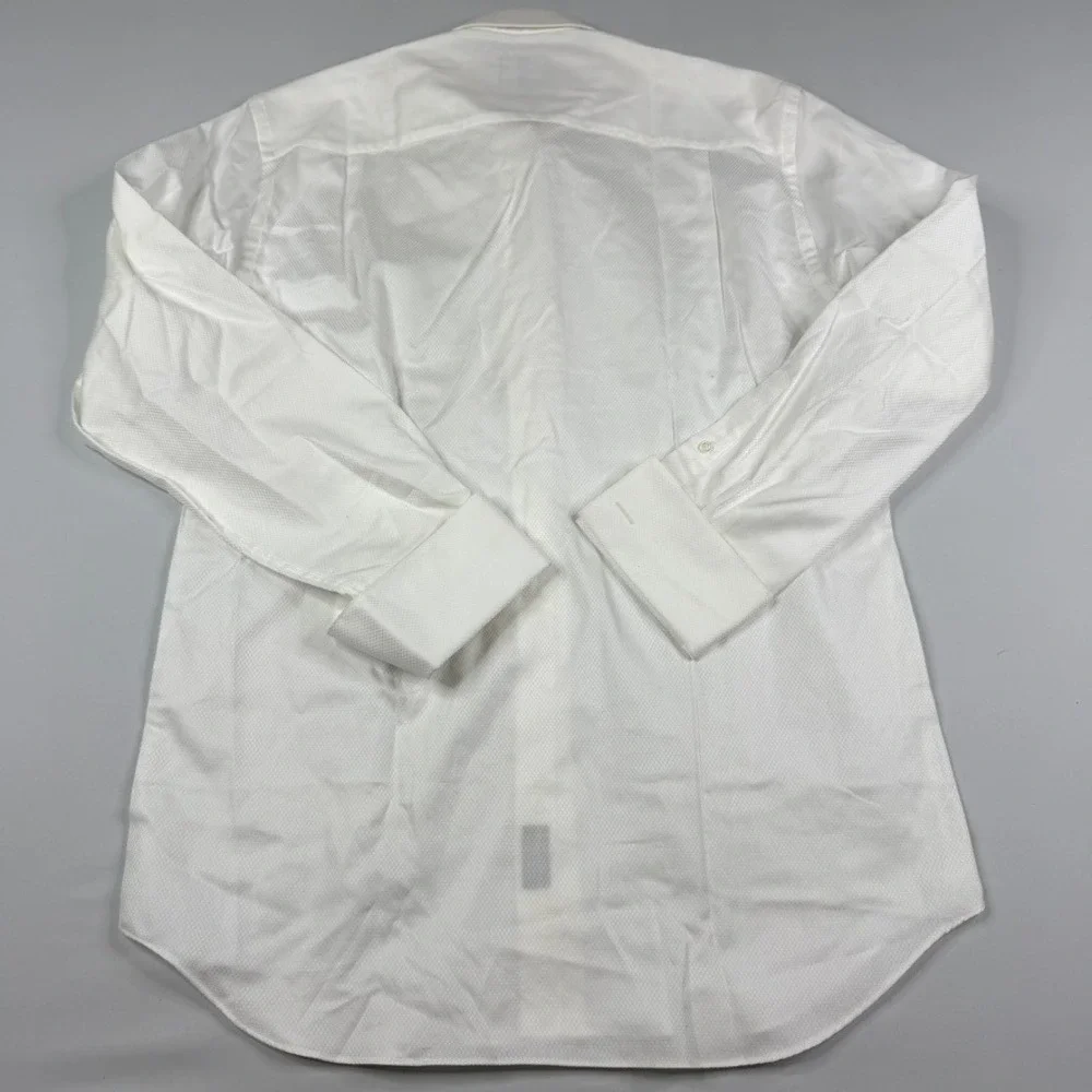 David Donahue Dress Shirt Mens 15 32/33 White Textured French Cuff Cotton NEW